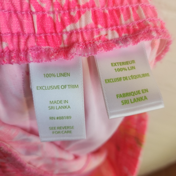 Lilly Pulitzer Kinis In The Keys Linen Shorts Pull On Bright Pink Size Small - Picture 7 of 7